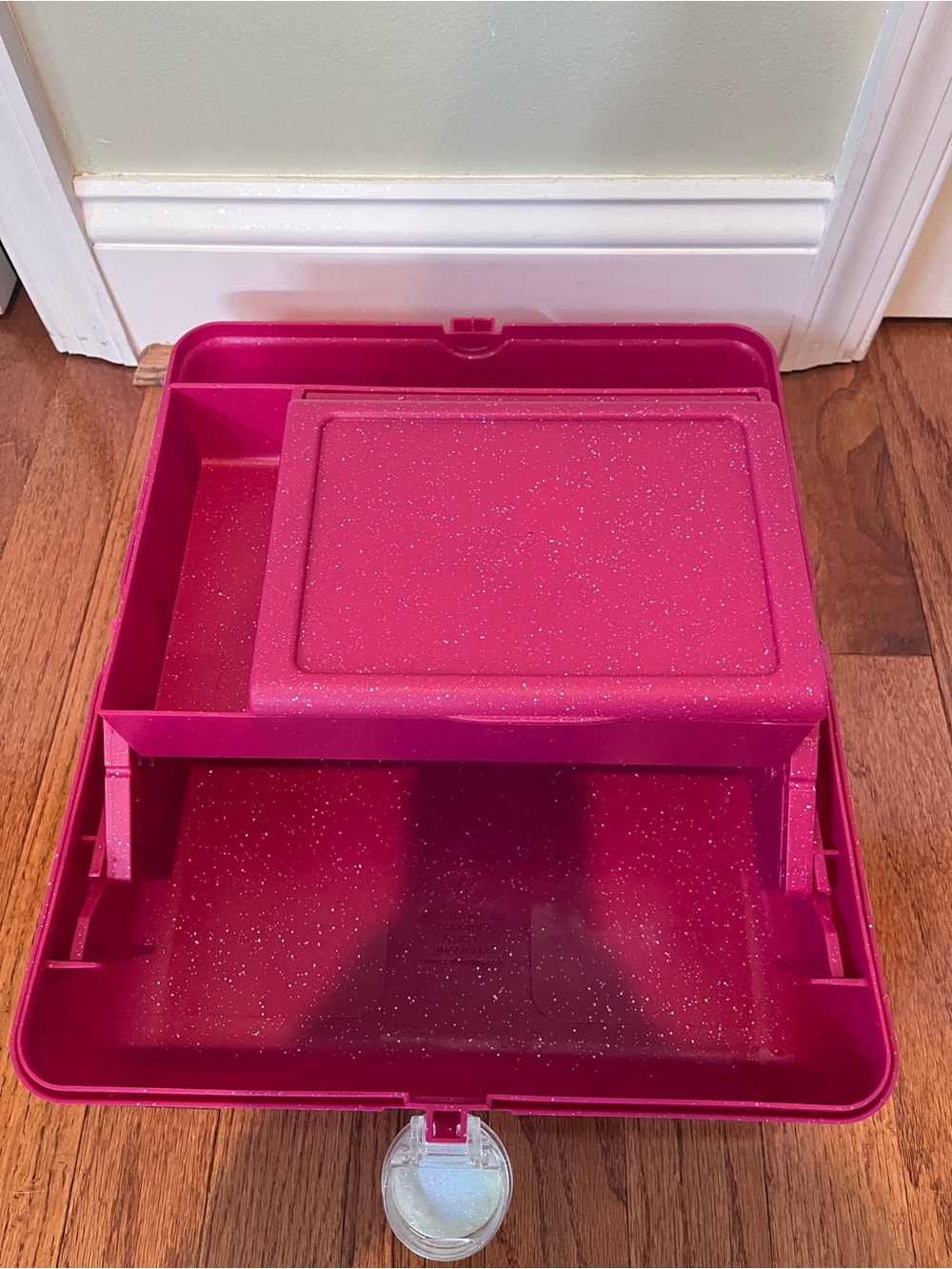 Caboodles Large Pink Glitter Makeup Case Mirror Tiered 12in x 7in x6in - Picture 6 of 8